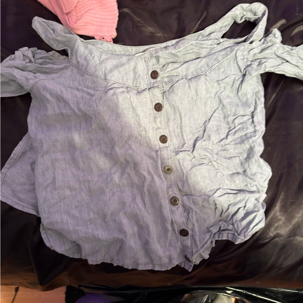 Women's Blue Button-Up Top